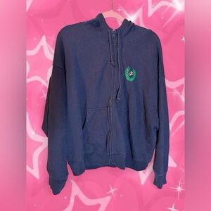 Victoria's Secret PINK Everyday Fleece Relaxed Full Zip Hoodie Color Blue/Green